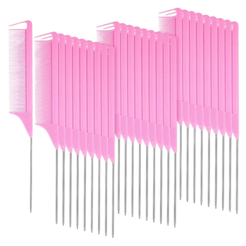 30pc Pink Metal Tail Combs | Wholesale Lot
