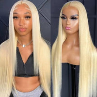 613 Platinum Blonde Straight (4x4) Lace Closure Wig | 180% Density