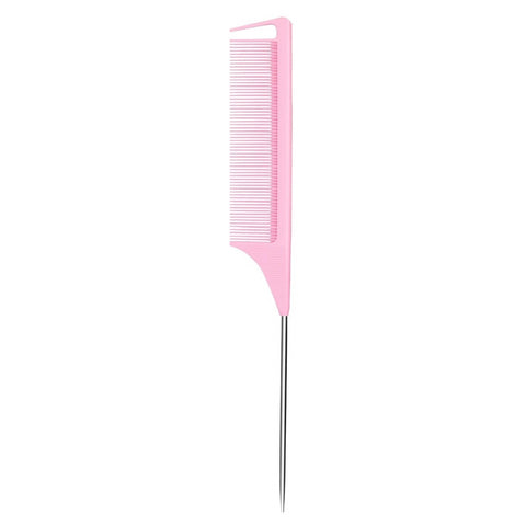 Straight Pink Steel Tail Comb