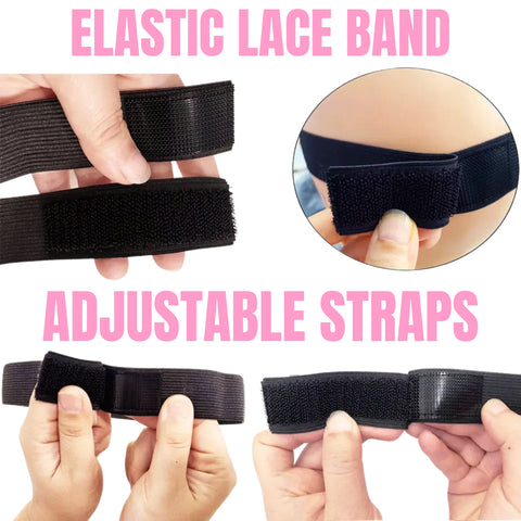 3pcs Pink Elastic Lace Edge Band Set