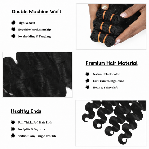 10a Remy BODY WAVE Hair Bundles 3pcs