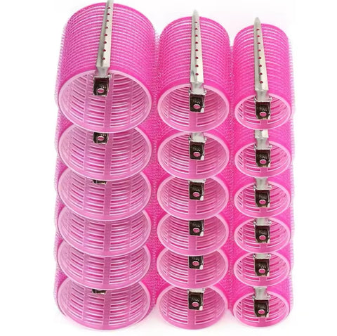 18pcs Dry-Grip Velcro Roller Set + 10 Silver Clips