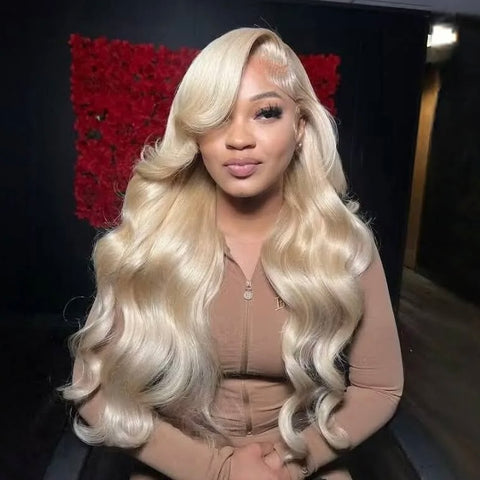 (11A) 613 PLATINUM Body Wave Lace Frontal Wig | 200% Density