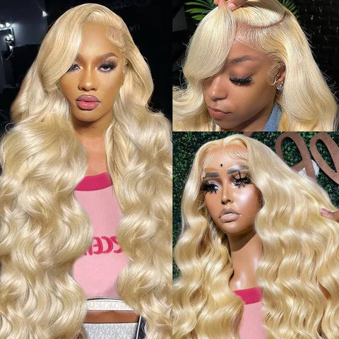 (11A) 613 PLATINUM Body Wave Lace Frontal Wig | 200% Density