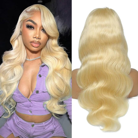 (11A) 613 PLATINUM Body Wave Lace Frontal Wig | 200% Density