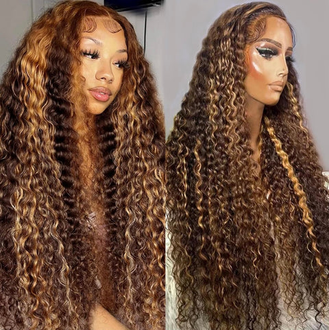 HONEY HIGHLIGHT DEEP WAVE (13x4) Frontal Wig | 180% Density