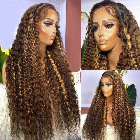 HONEY HIGHLIGHT DEEP WAVE (13x4) Frontal Wig | 180% Density