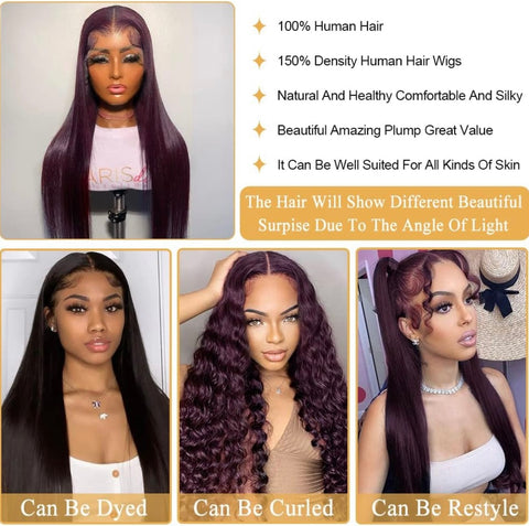 Deep BURGUNDY STRAIGHT (13x4) Frontal Wig | 180% Density