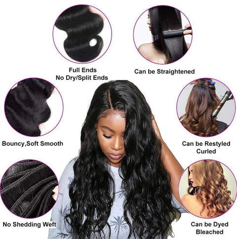 10a Remy BODY WAVE Hair Bundles 3pcs