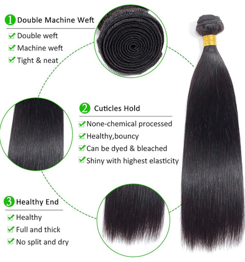 10a Remy STRAIGHT Hair Bundles 3pcs