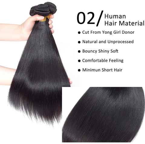 10a Remy STRAIGHT Hair Bundles 3pcs