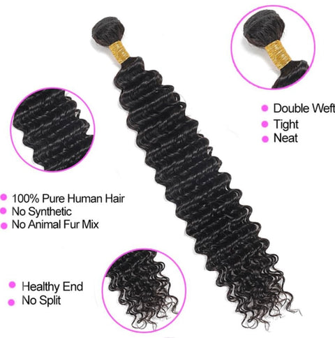 10a Remy DEEP WAVE Hair Bundles 3pcs