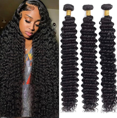 10a Remy DEEP WAVE Hair Bundles 3pcs