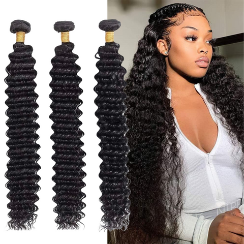 10a Remy DEEP WAVE Hair Bundles 3pcs