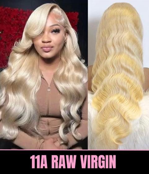 (11A) 613 PLATINUM Body Wave Lace Frontal Wig | 200% Density