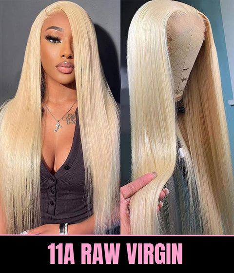 (11A) 613 PLATINUM Straight Lace Frontal Wig | 200% Density